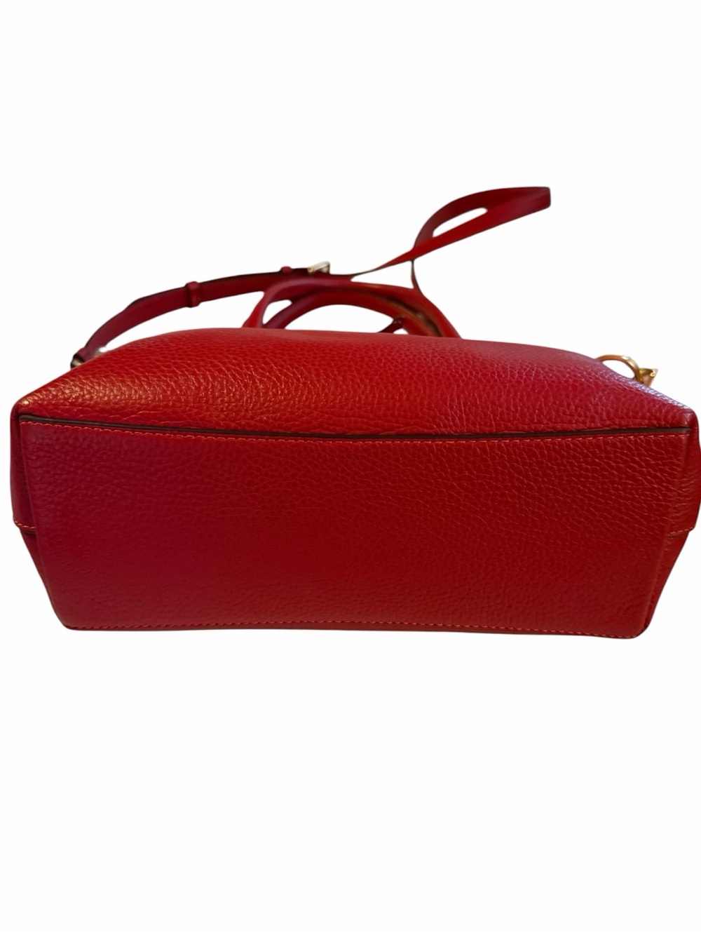 Coach Red Pebbled Leather Satchel Crossbody Bag Gold Tone Hardware - Picture 8 of 9